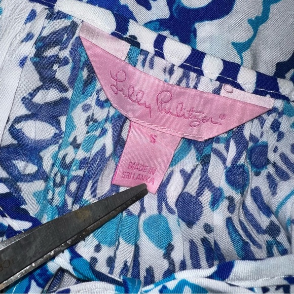 Lilly Pulitzer Willa Blouse Top Womens White Blue Long Sleeve Sea Shells Rayon S - Picture 6 of 7